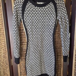 Pink Rose Black and Cream Long Sleeve Dress